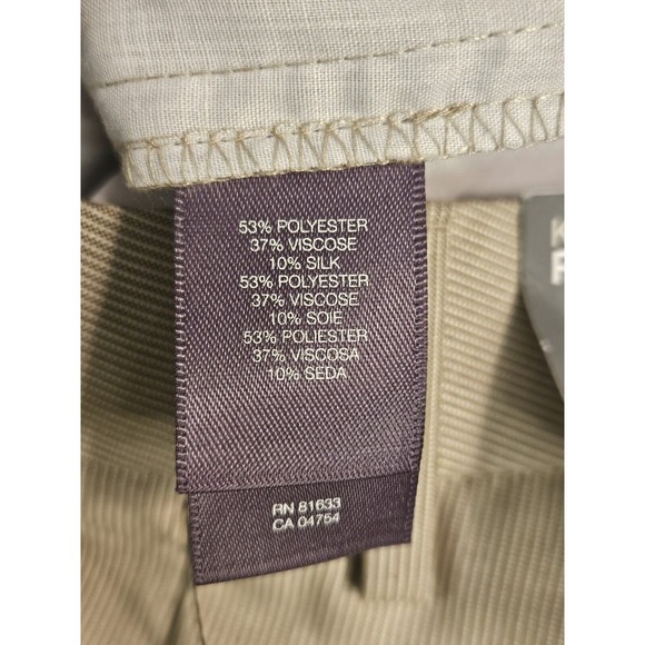 Kenneth Cole Reaction Twill Pants Chino Mens 34x30 Silk Blend Sand Pinstripe NEW - Picture 13 of 15